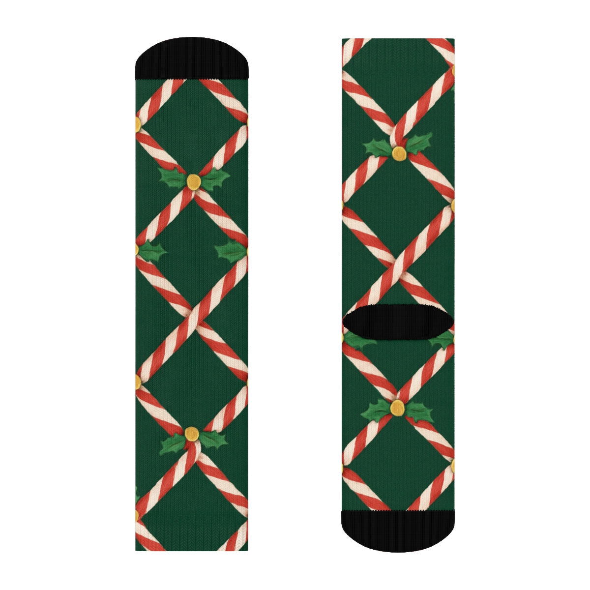 Candy Cane Lattice, Holiday Edition soft everyday crew socks