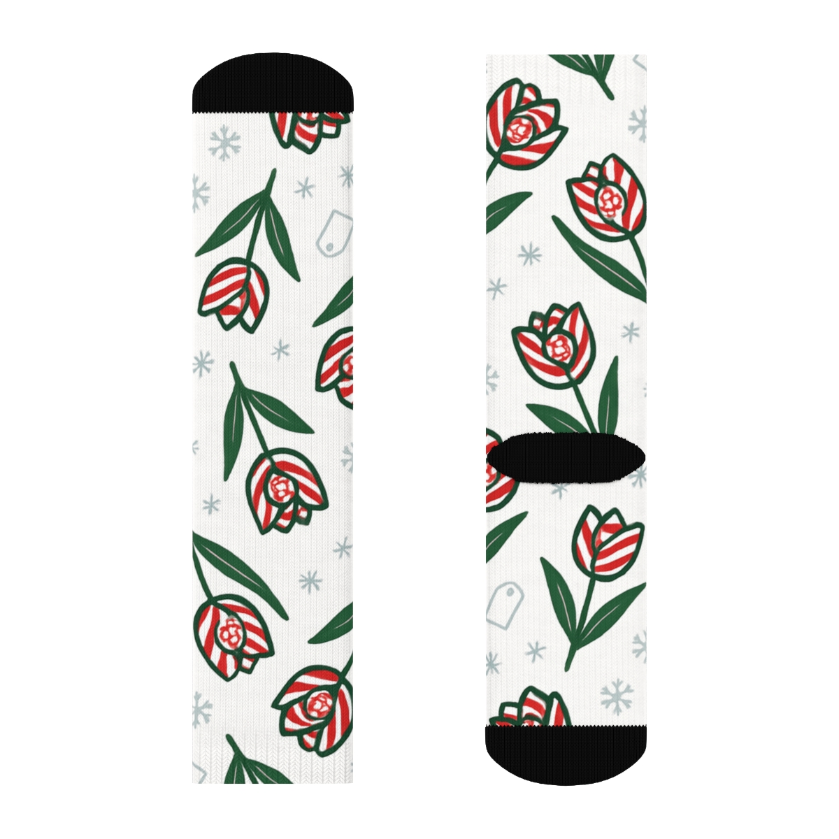 Candy Cane Tulip Diagonal Stripe Repeat On Snow White Background premium sports crew socks