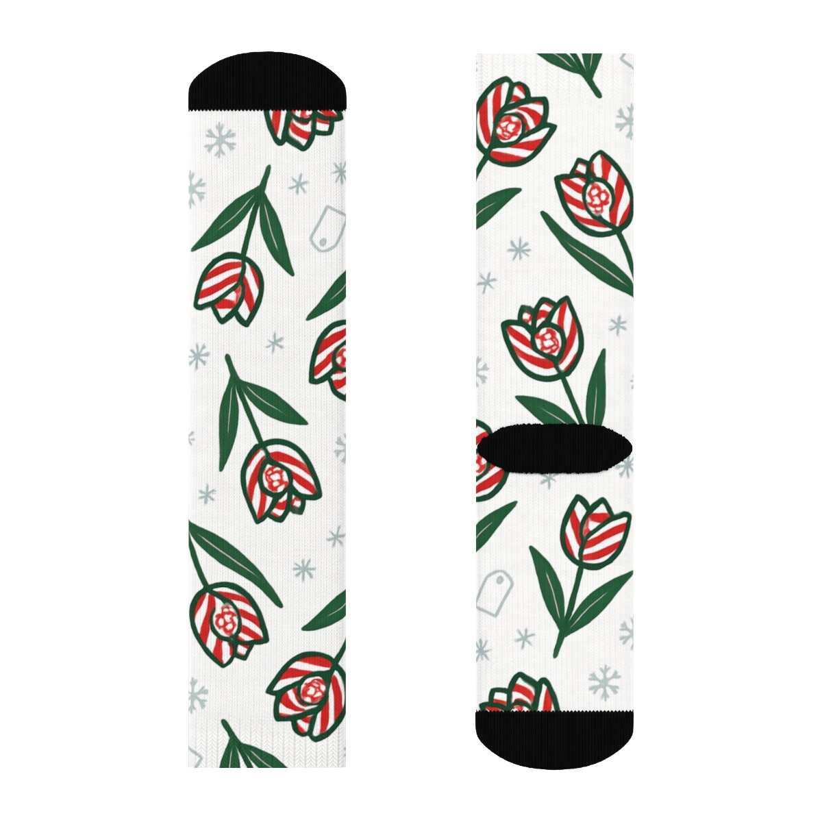 Candy Cane Tulip Diagonal Stripe Repeat On Snow White Background premium sports crew socks