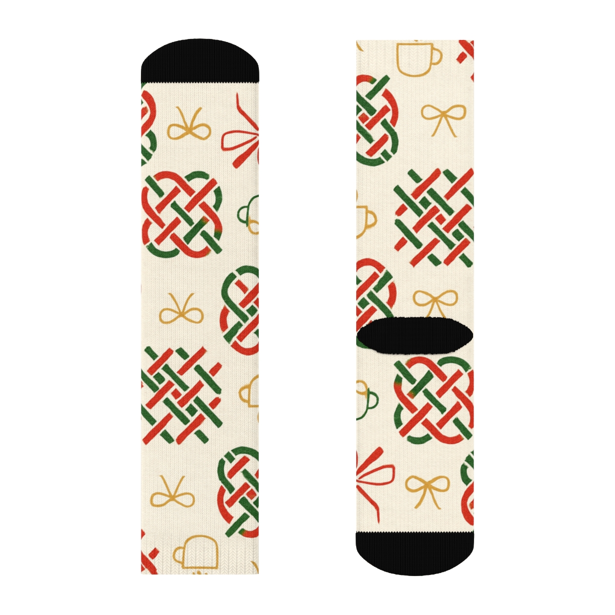 Candy Cane Weave For Tea Towels, Mrs. Claus trendy patterned crew socks