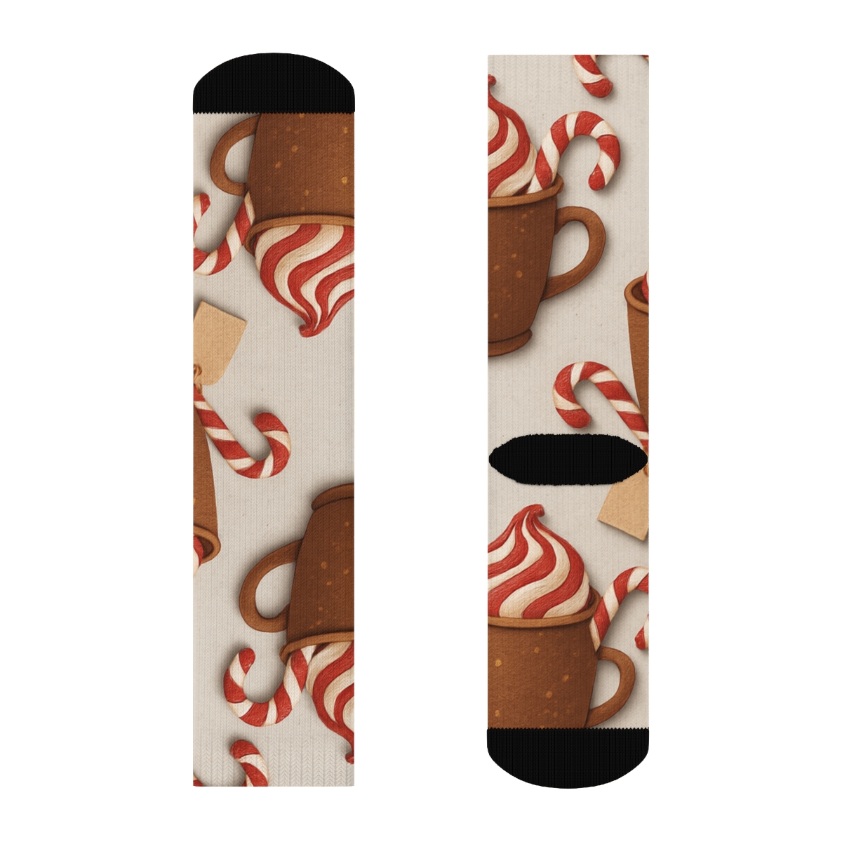 Candy Canes And Cocoa Mug Vignette Wrap Pattern custom crew socks