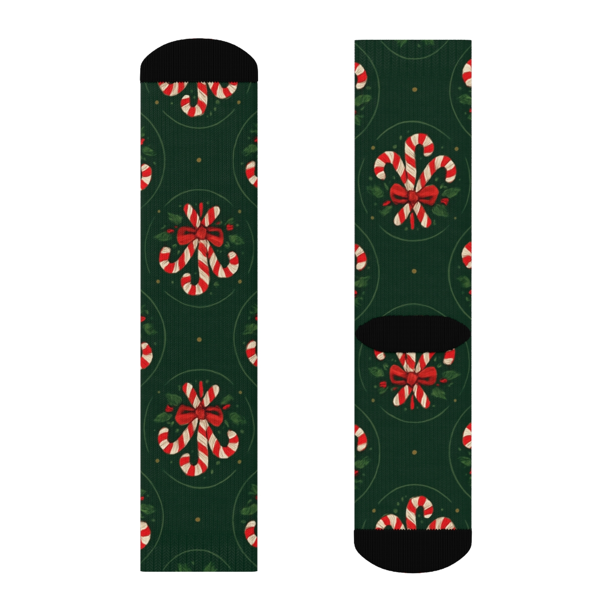 Candy-canes Bouquet Medallions On Deep Green stylish athletic crew socks