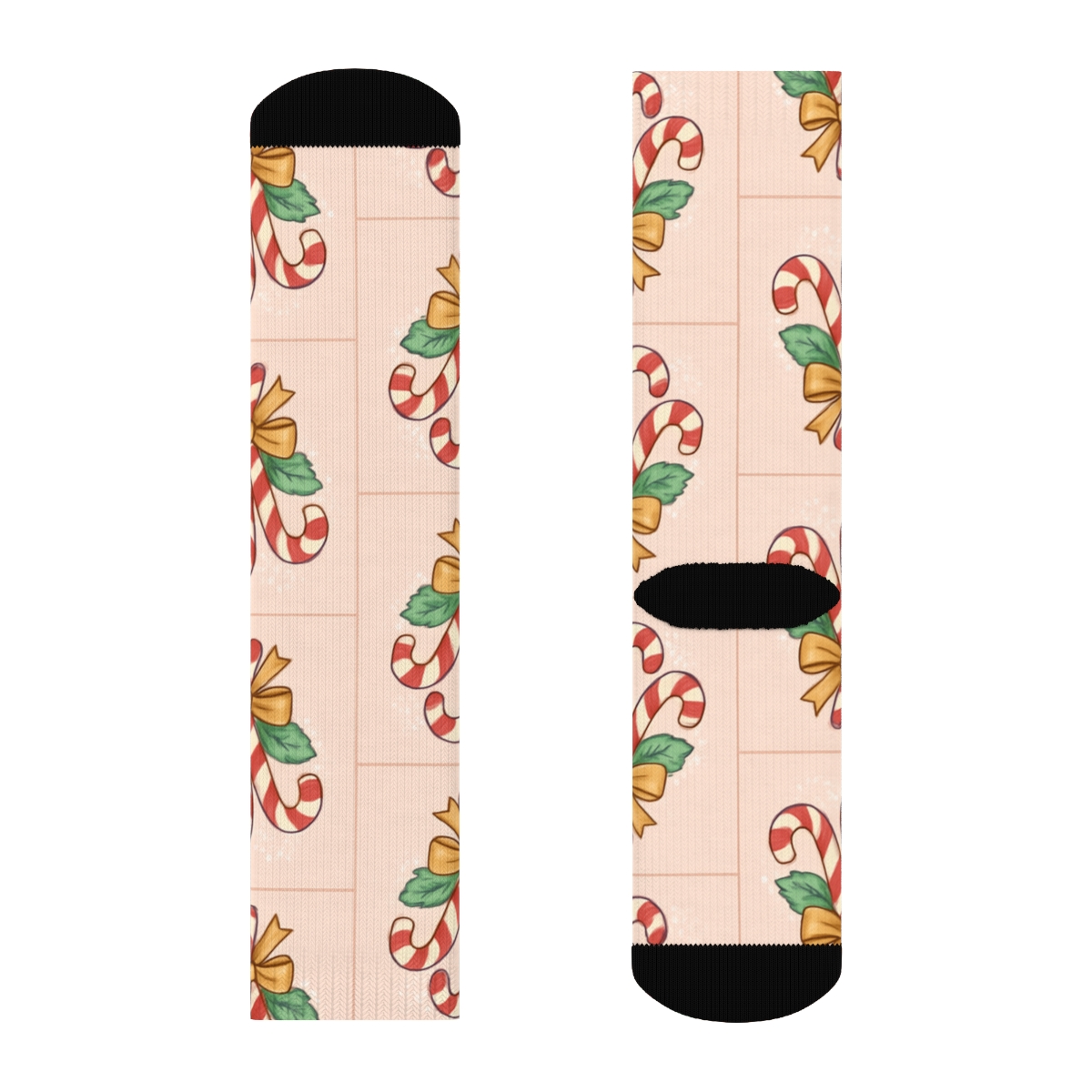 Candy Canes Bouquet Tiles On Soft Blush stylish athletic crew socks
