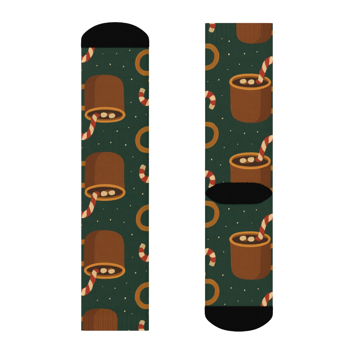 Candy Canes Cocoa Mug Icons In Offset Rhythm soft everyday crew socks