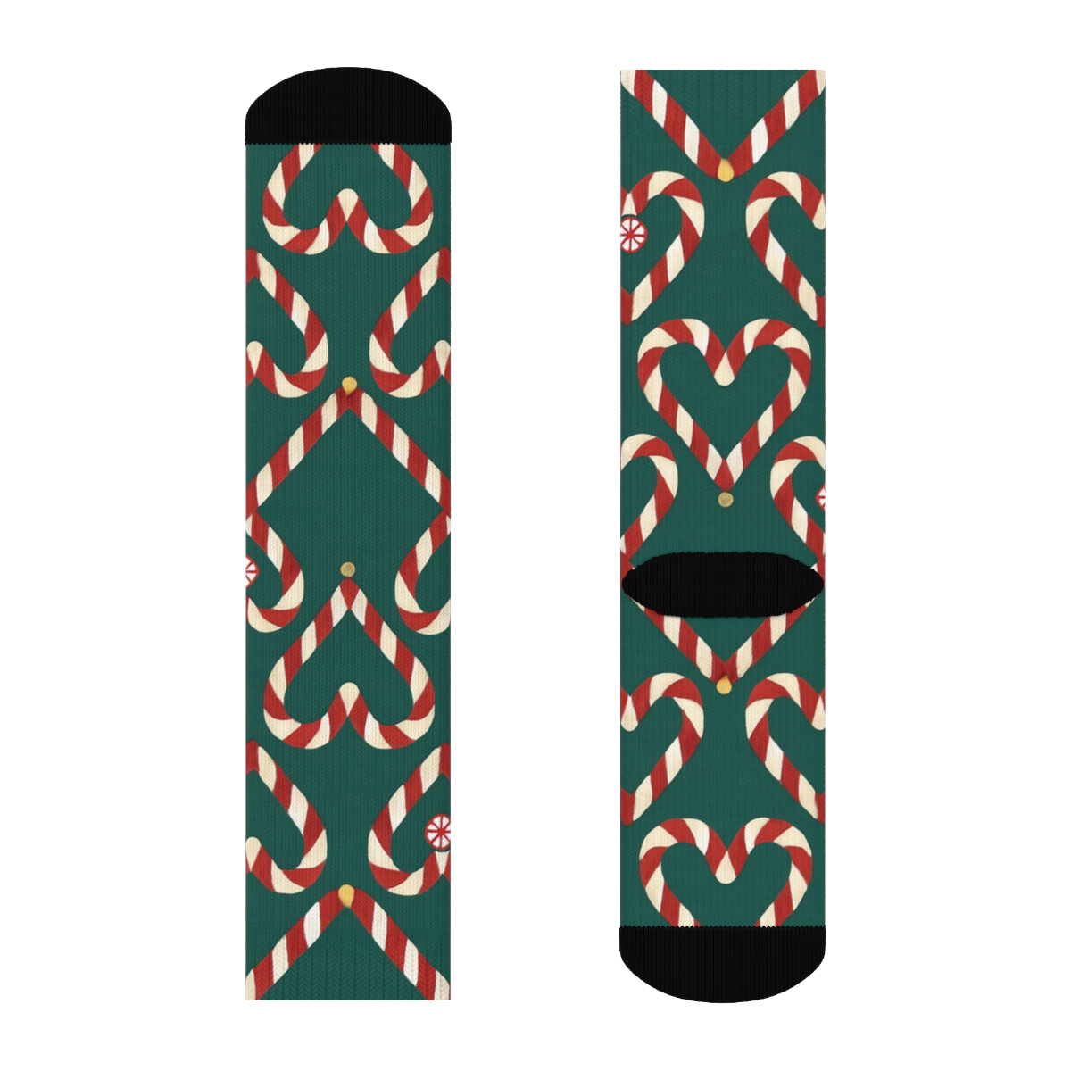 Candy Canes Heart Chain On Deep Teal Field personalized crew socks