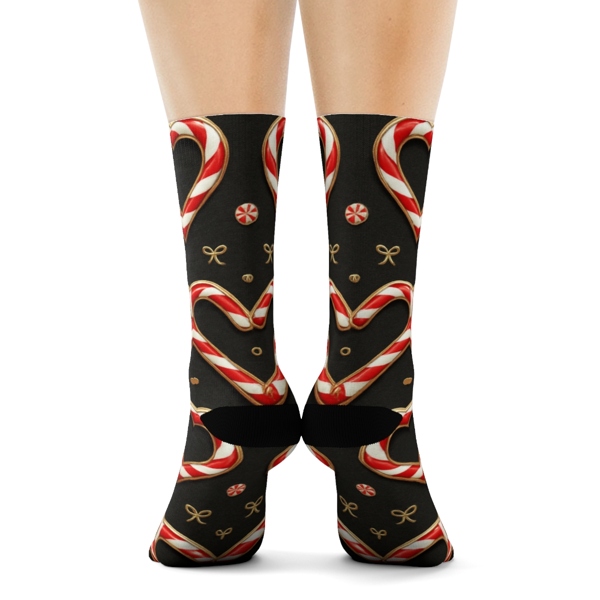 Candy Canes Heart Tile In Elegant Holiday Chic unique graphic crew socks
