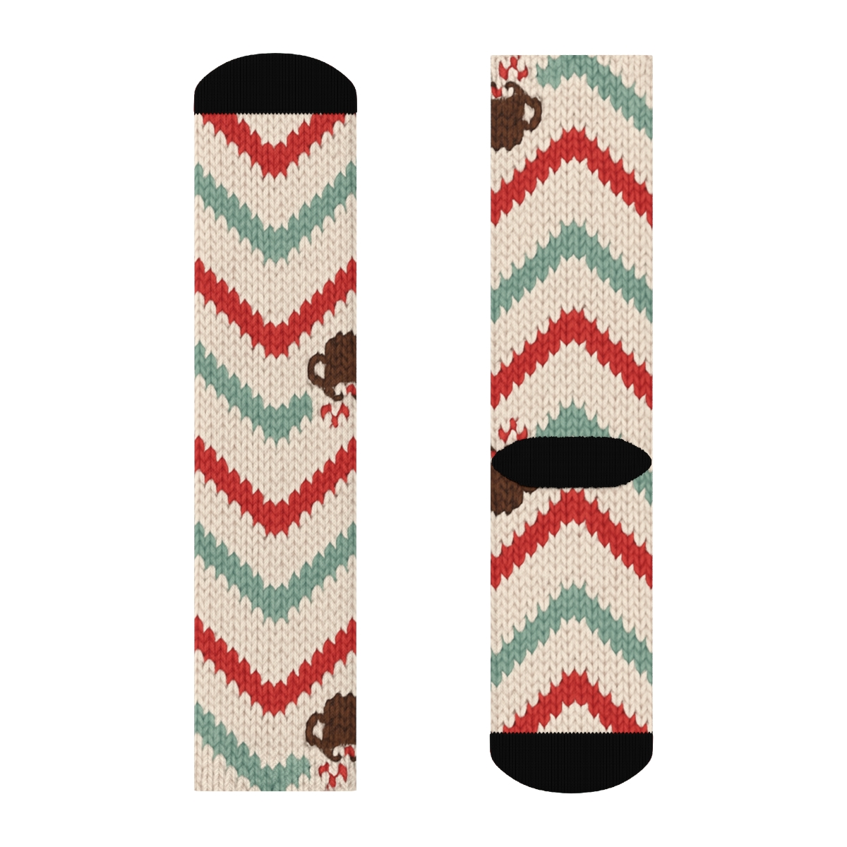 Candy Canes Knitted Chevron Comfort stylish athletic crew socks