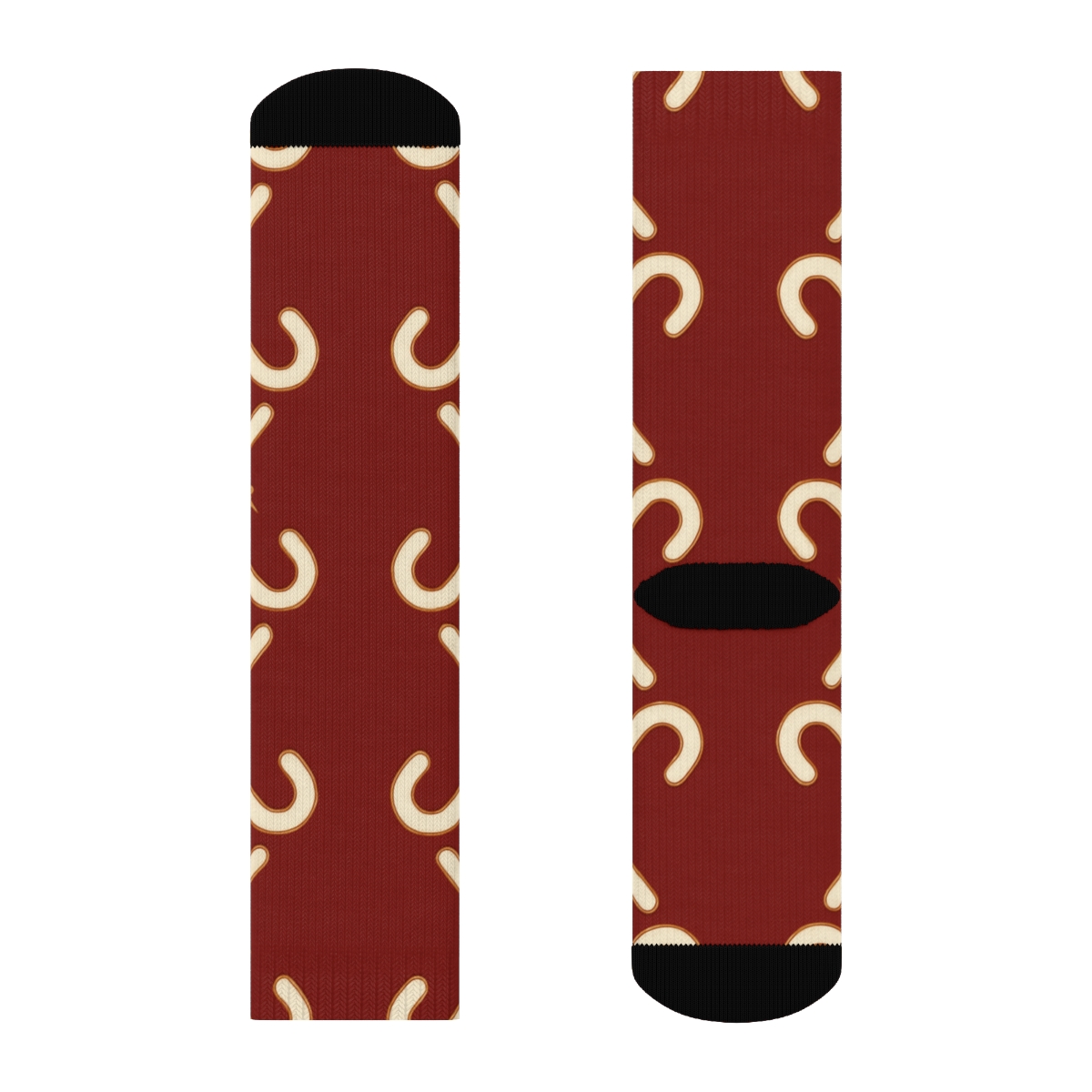 Candy Canes Lattice On Deep Holiday Red trendy patterned crew socks