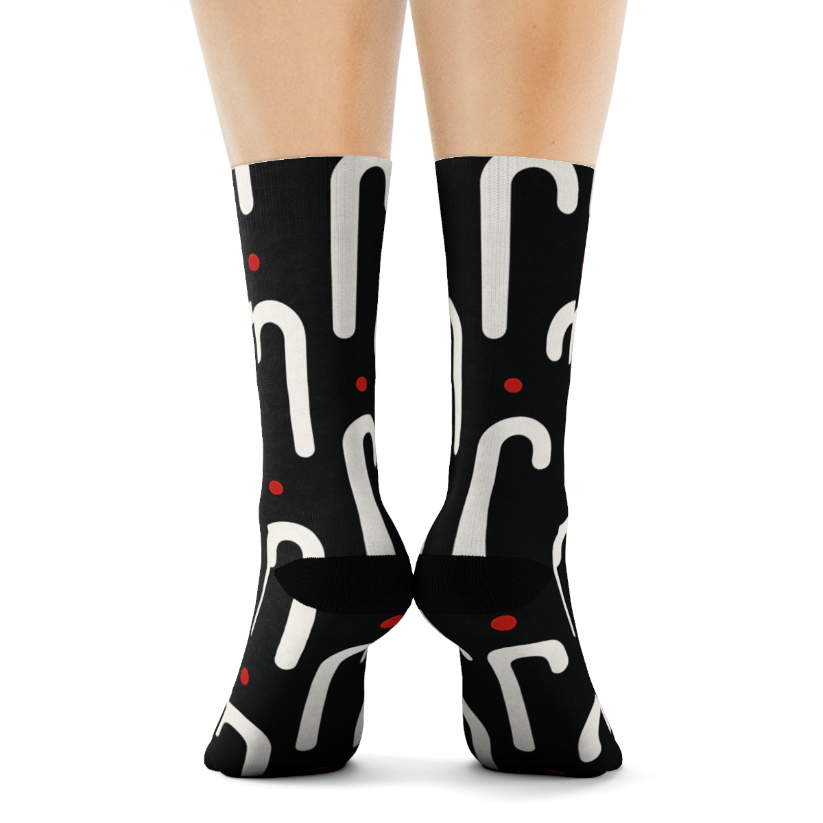 Candy Canes Minimal Hook Silhouette Repeat premium sports crew socks