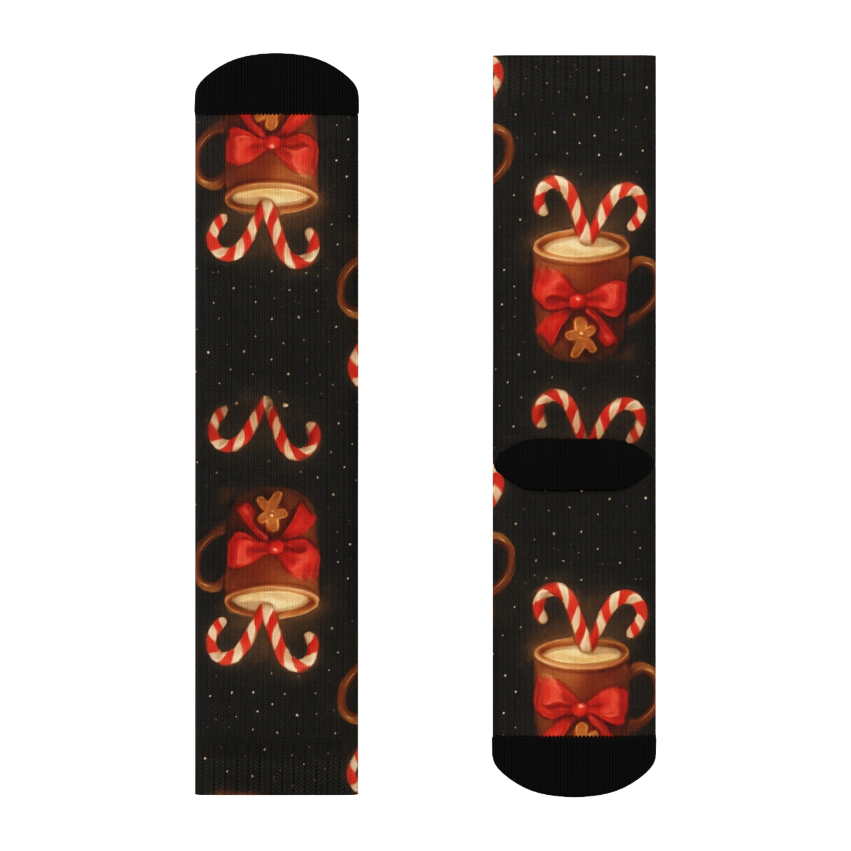 Candy Canes Snowy Vignette Tile Repeat stylish athletic crew socks