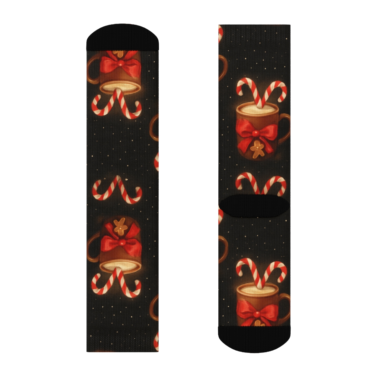 Candy Canes Snowy Vignette Tile Repeat stylish athletic crew socks