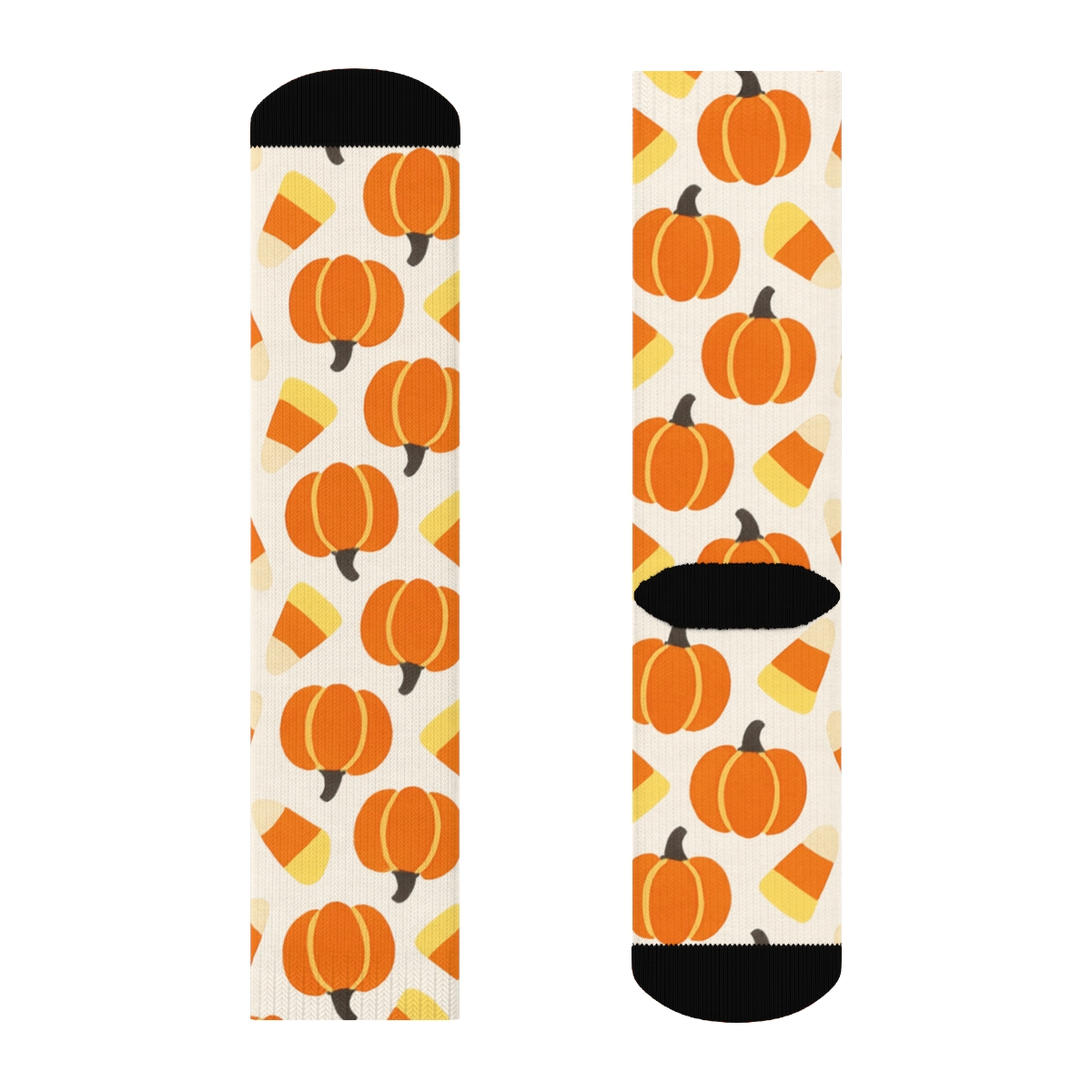Candy Corn And Pumpkin Herringbone On White Background premium sports crew socks