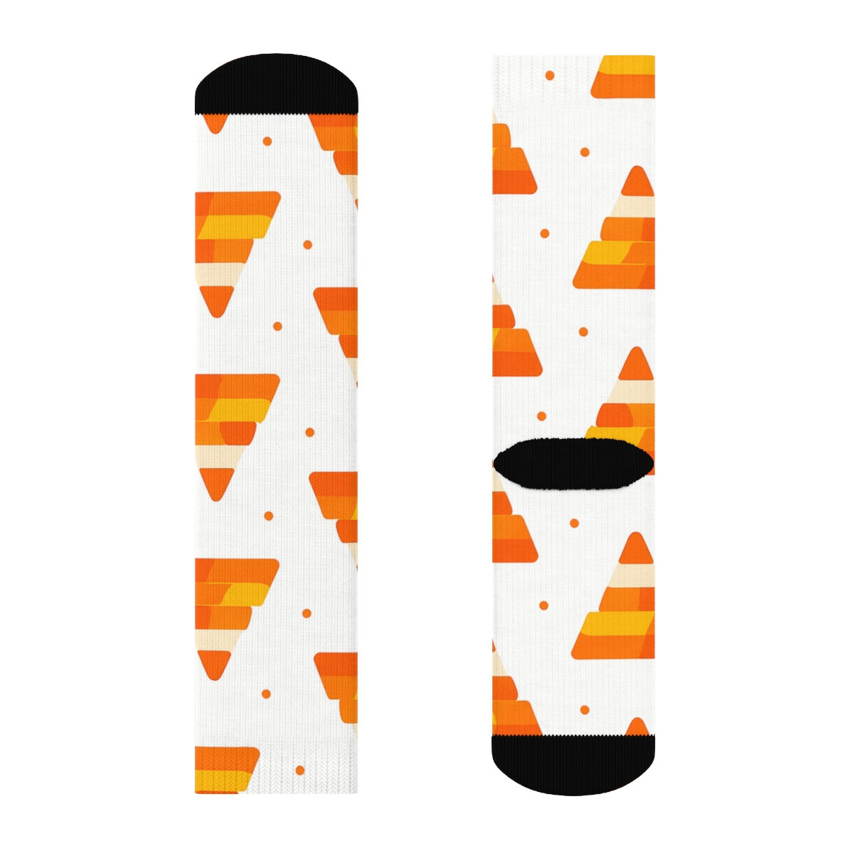 Candy Corn Step Pyramid Repeat On White Background unique graphic crew socks