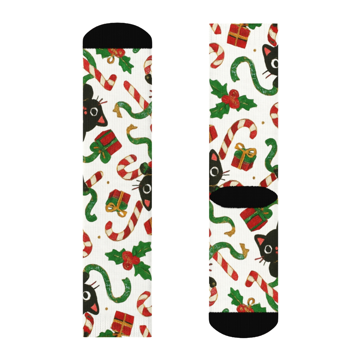 Candy Stripe Cat Chaos custom crew socks