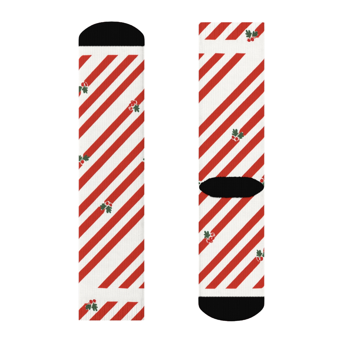 Candy Stripe Holiday Border trendy patterned crew socks