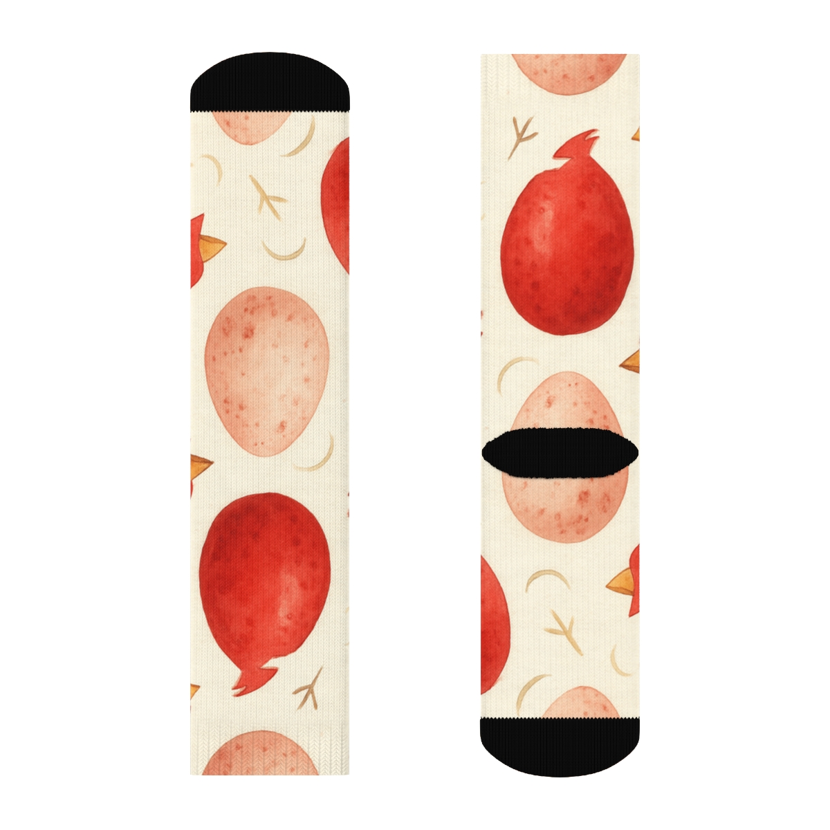 Cardinal Scarlet Egg Scatter On Warm Ivory Background custom crew socks