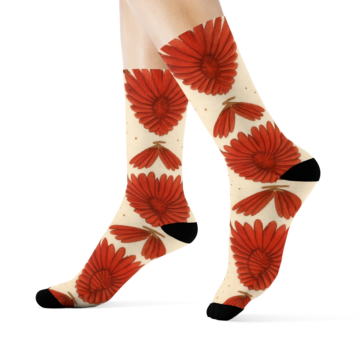 Cardinal Wing Mirror Tiles On Cream Field premium sports crew socks