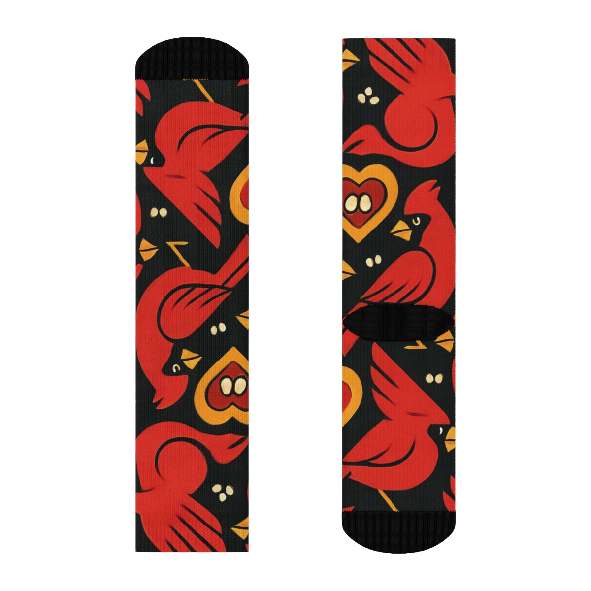 Cardinal Wing Tessellation On Black trendy patterned crew socks