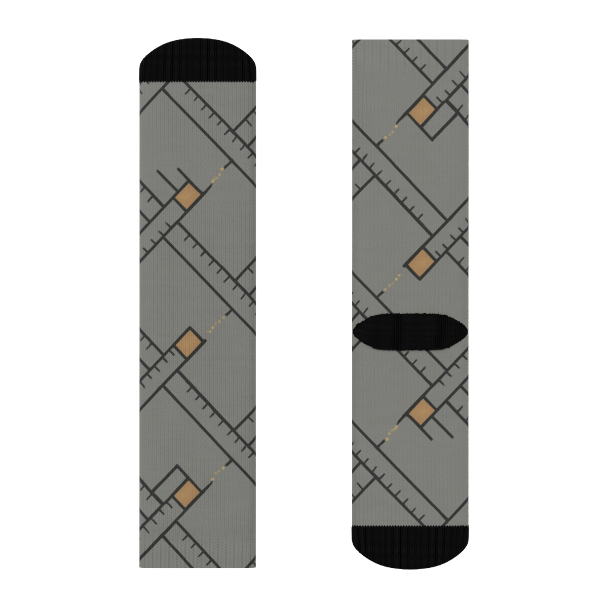 Carpenter Squares In Minimal Lattice On Workshop Gray comfortable cotton crew socks