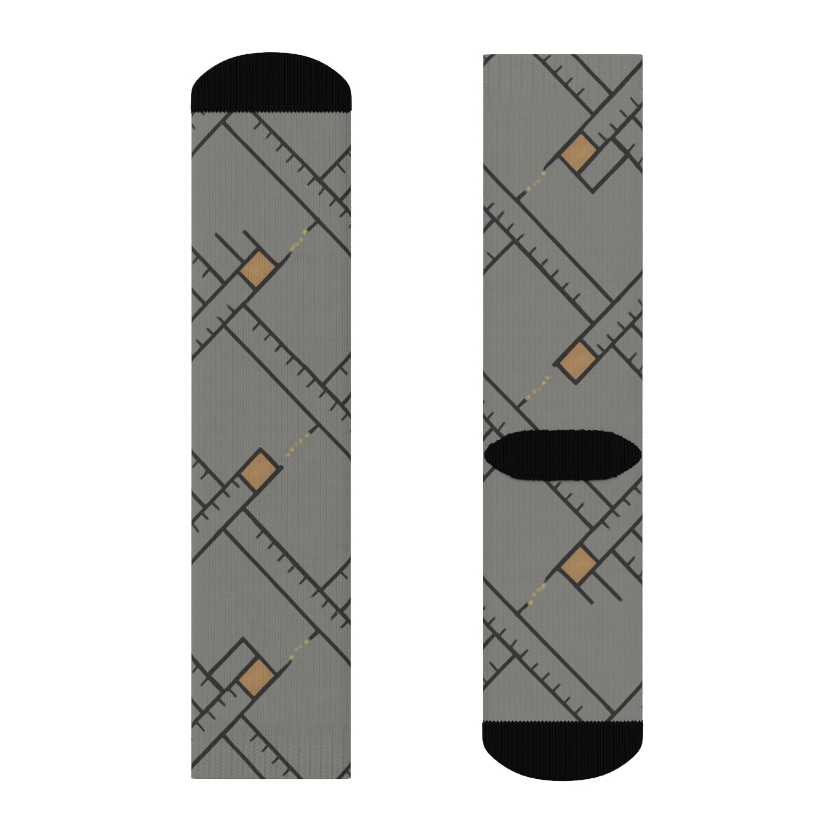 Carpenter Squares In Minimal Lattice On Workshop Gray comfortable cotton crew socks