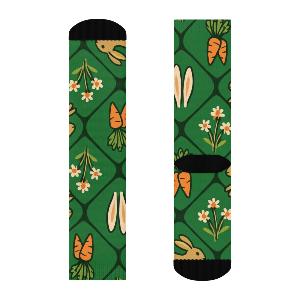 Carrot Patch Tessellation In Soft Pastels, Rabbit Edition trendy patterned crew socks