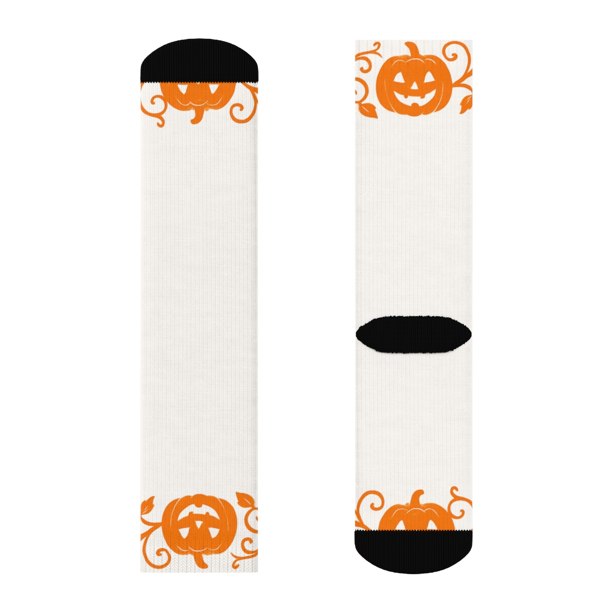 Carved Pumpkin Border Frame Repeat On White Background comfortable cotton crew socks
