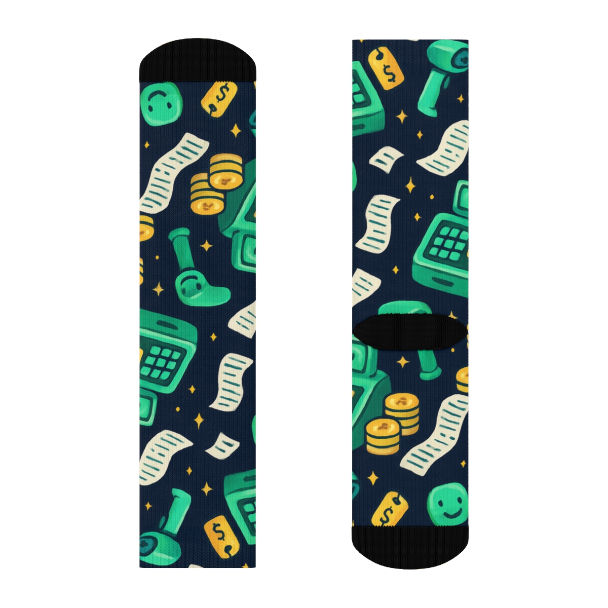 Cashier Checkout Constellation Pattern designer printed crew socks