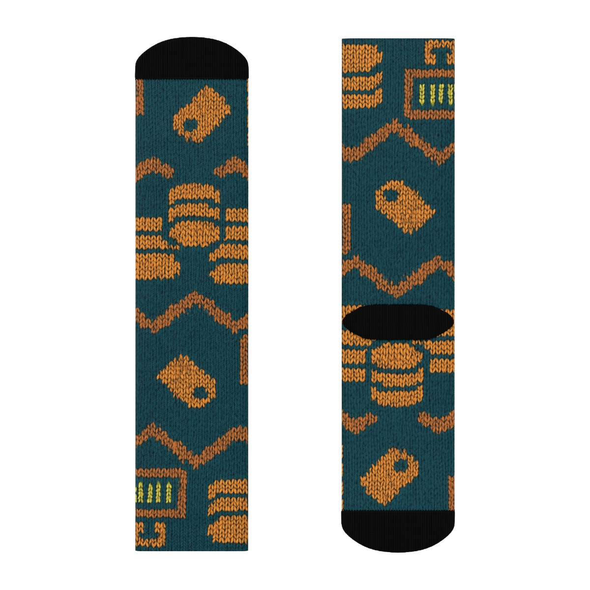 Cashier-Grade Coin Chevron On Deep Teal soft everyday crew socks