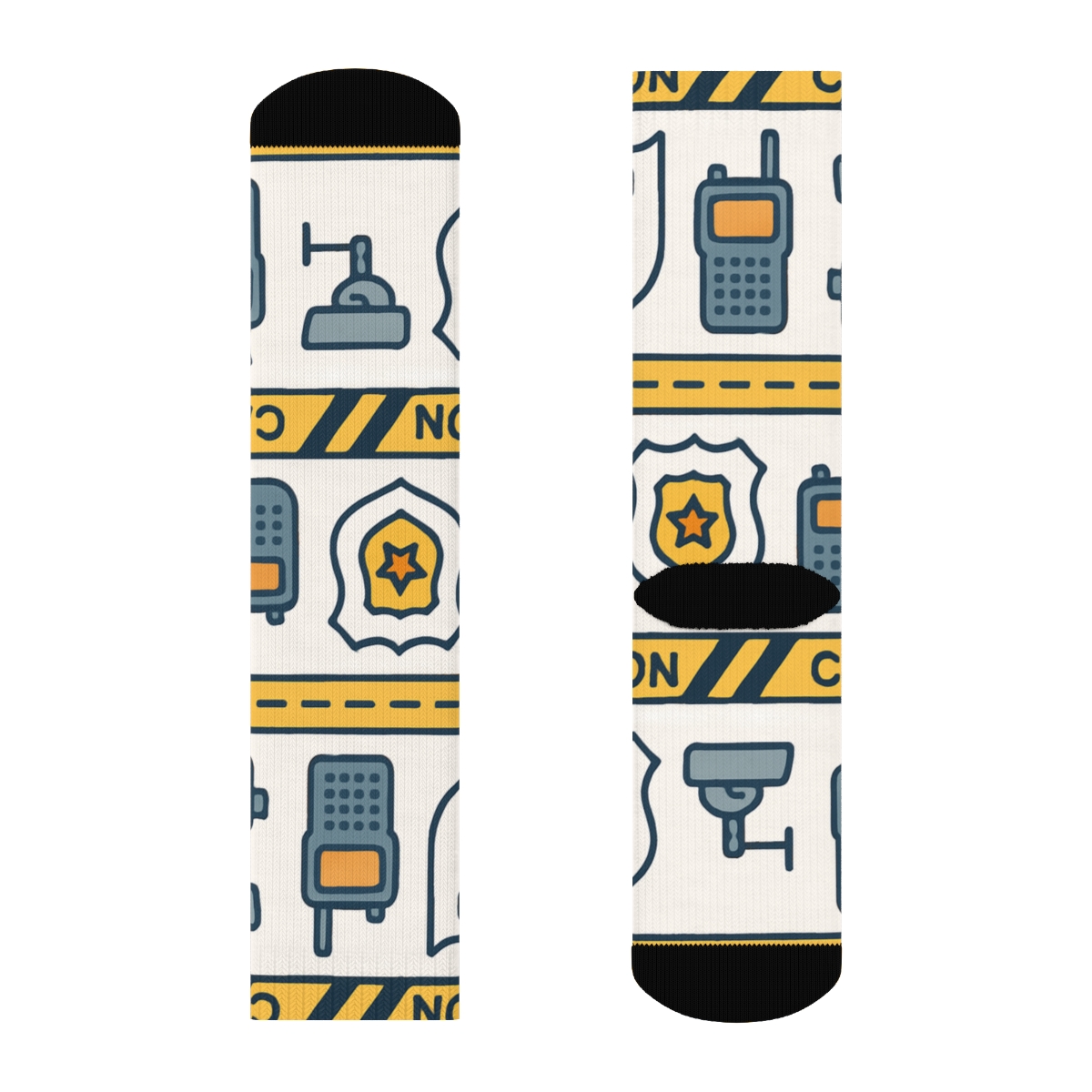 Caution Tape Bands With Security Guard Motif unique graphic crew socks