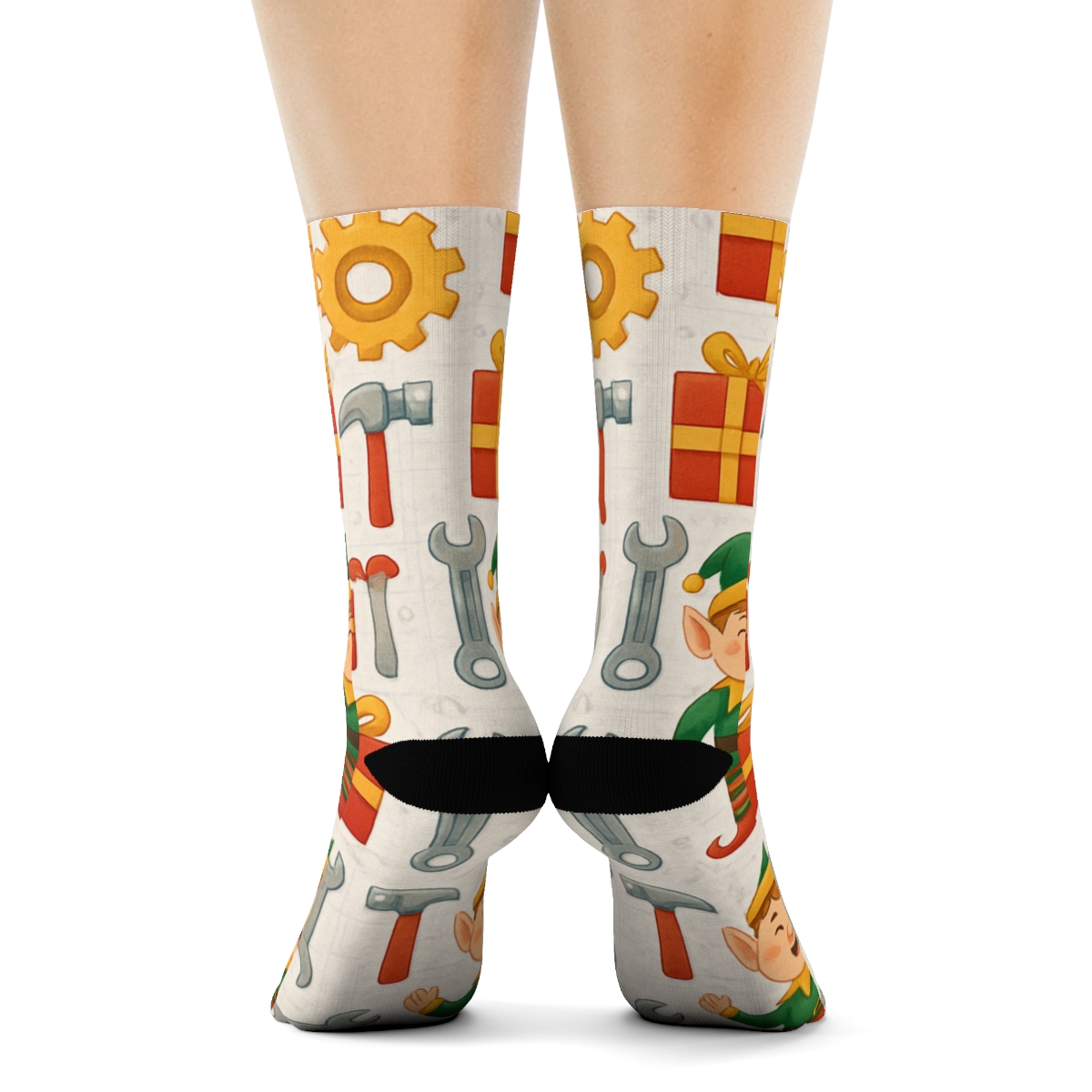 Xmas Elf Workshop Gear Grid soft everyday crew socks