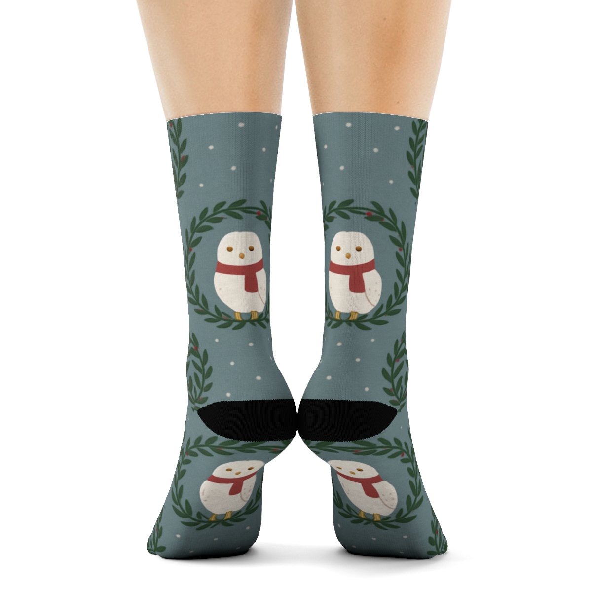 Snowy Owl Caroler Medallions trendy patterned crew socks