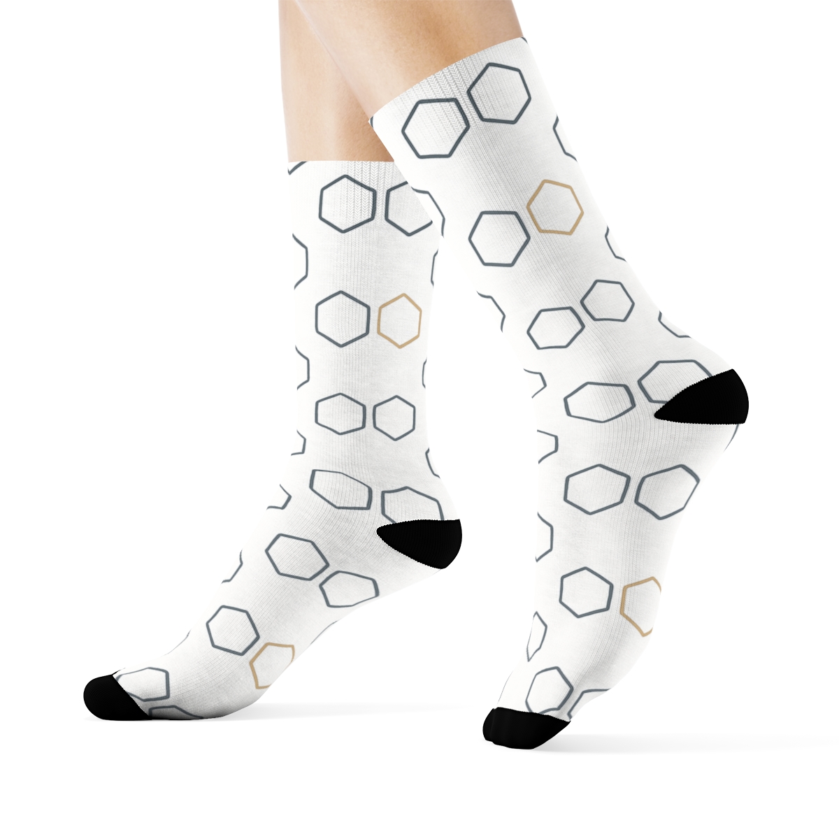 Quiet Hex Outline Scatter unique graphic crew socks