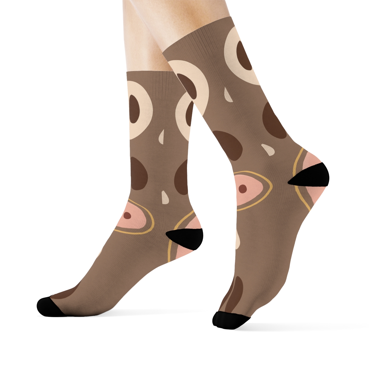 Straw Ring Orbit Pattern With Pig Portrait Tiles designer printed crew socks