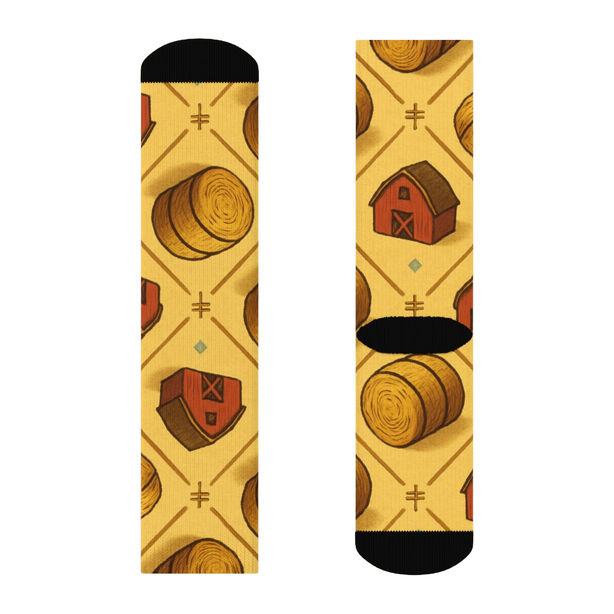 Hay Bale Lattice With Rancher Charm comfortable cotton crew socks