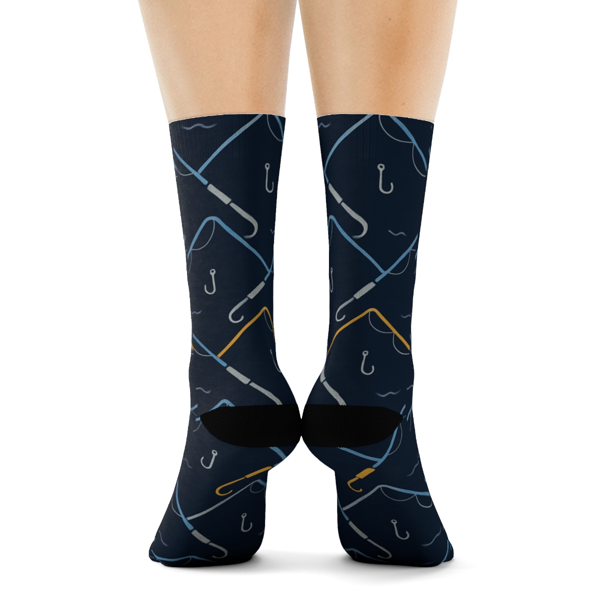 Fisher Rod Chevron On Night Navy unique graphic crew socks