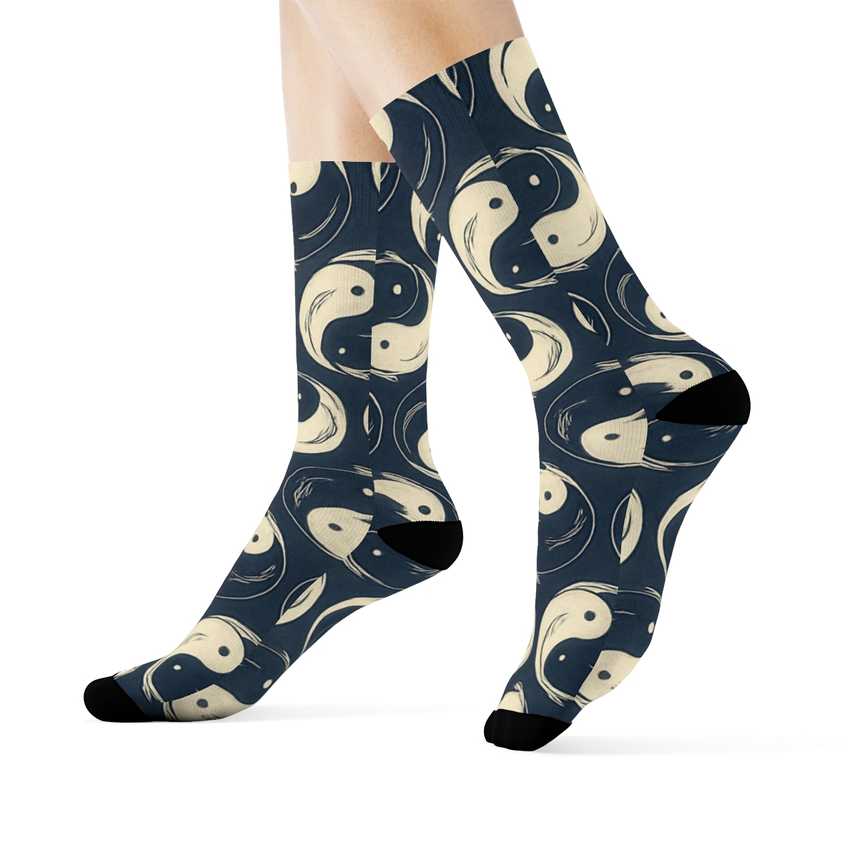 Indigo Koi Duality Ring Tessellation soft everyday crew socksIndigo Koi Duality Ring Tessellation Crew Socks - Image 3