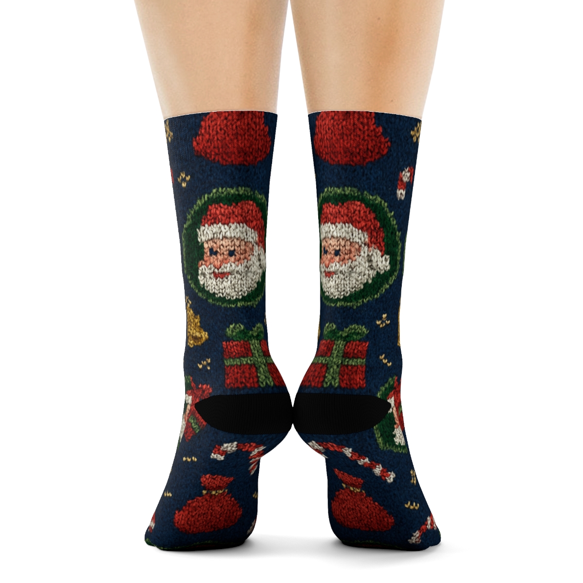 Santa Claus Knitted Toy Workshop Tessellation personalized crew socks