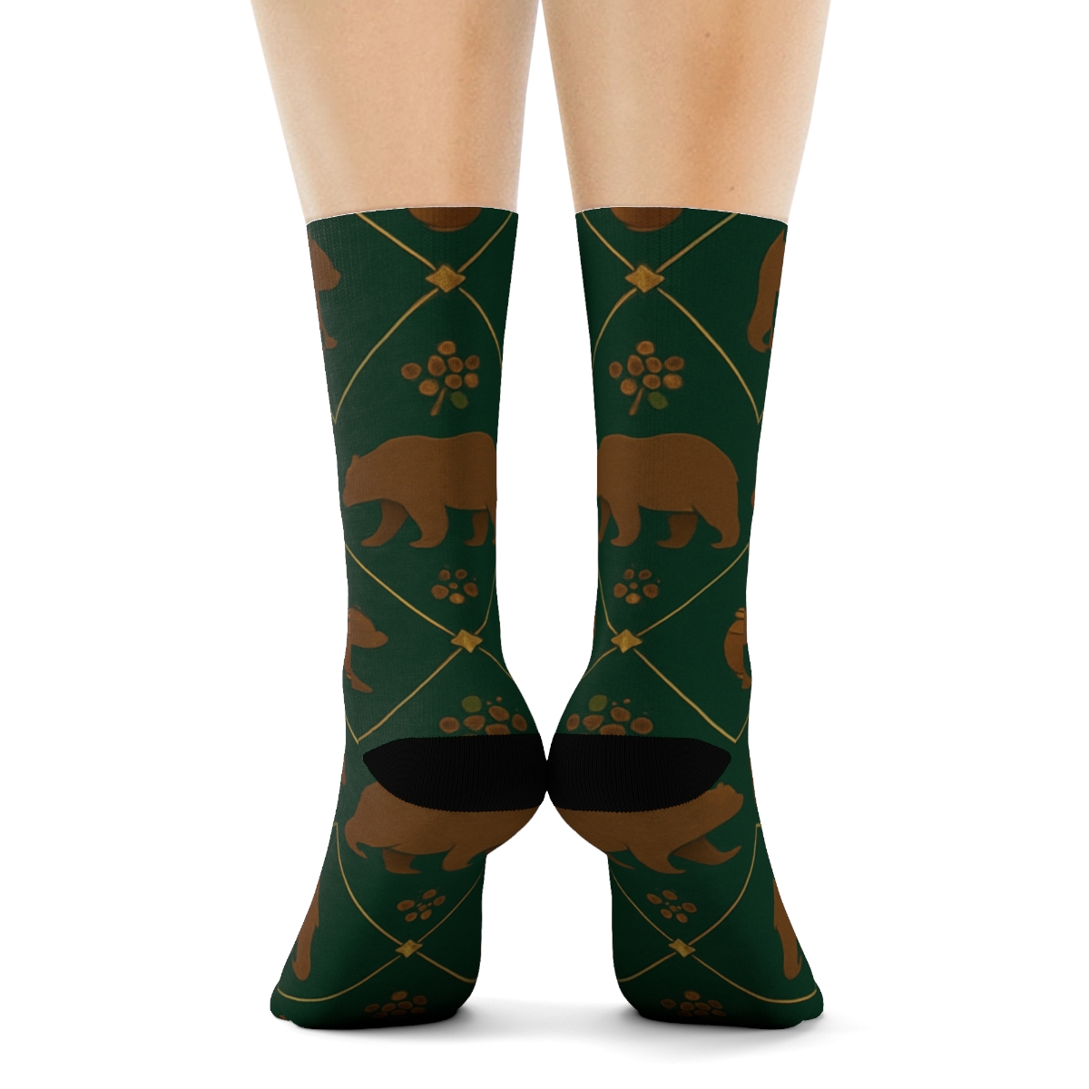 Bear Constellation Paw Tessellation designer printed crew socks