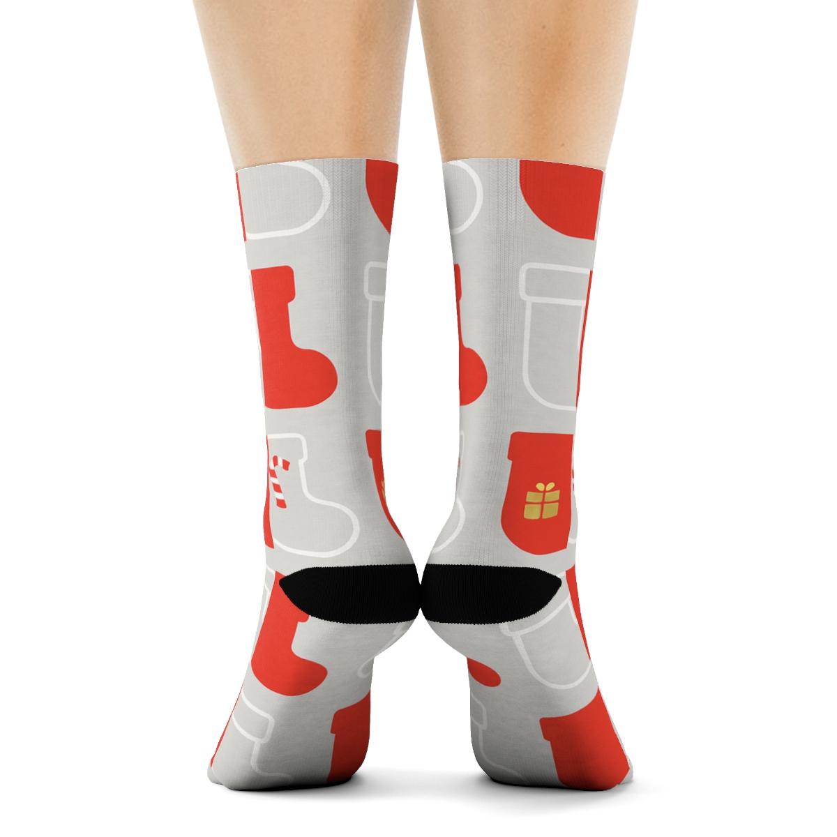 Stocking Motif Grid Holiday unique graphic crew socks