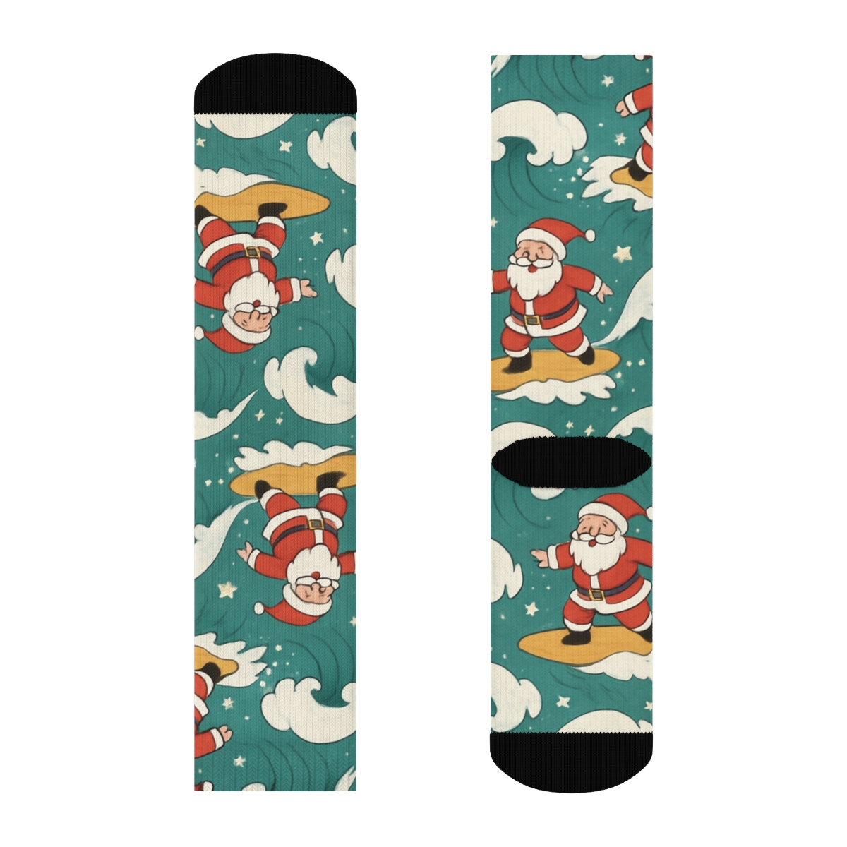 Santa Surfing Christmas Wave Repeat stylish athletic crew socks
