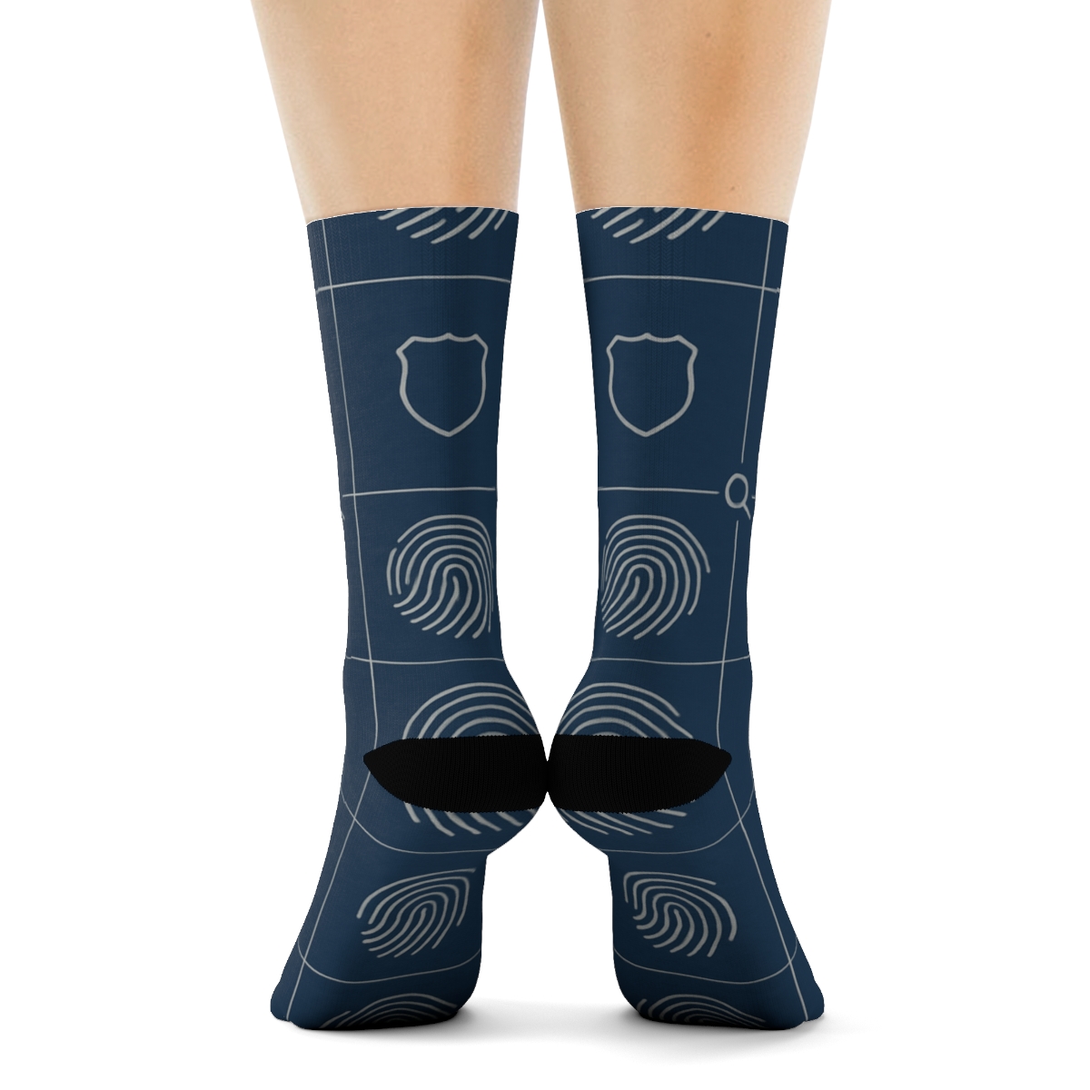 Detective Blue Police Detective Fingerprint Lattice custom crew socks