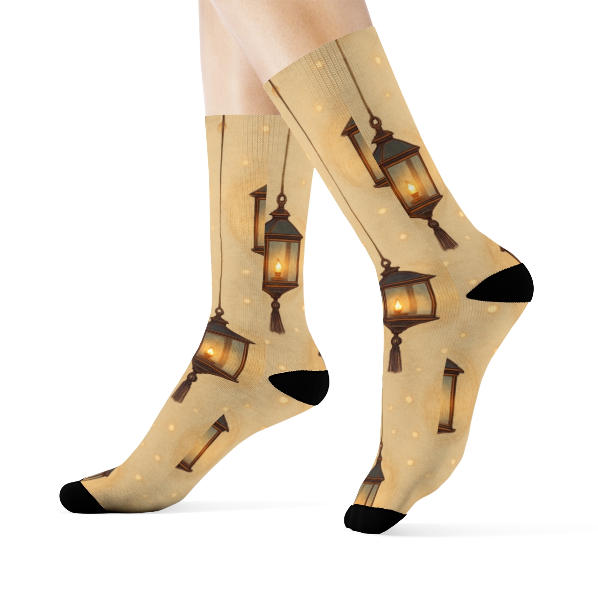 Twilight Garden Glow Evening Lantern soft everyday crew socksTwilight Garden Glow Evening Lantern Crew Socks - Image 3