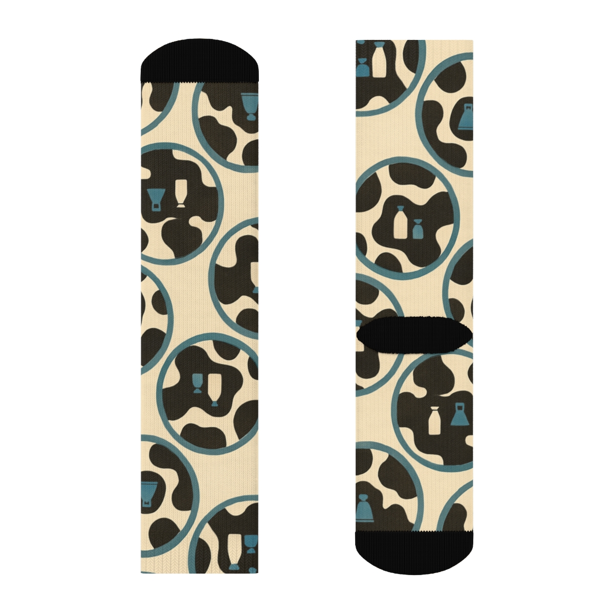 Retro Dairy Label Spot Medallions custom crew socks