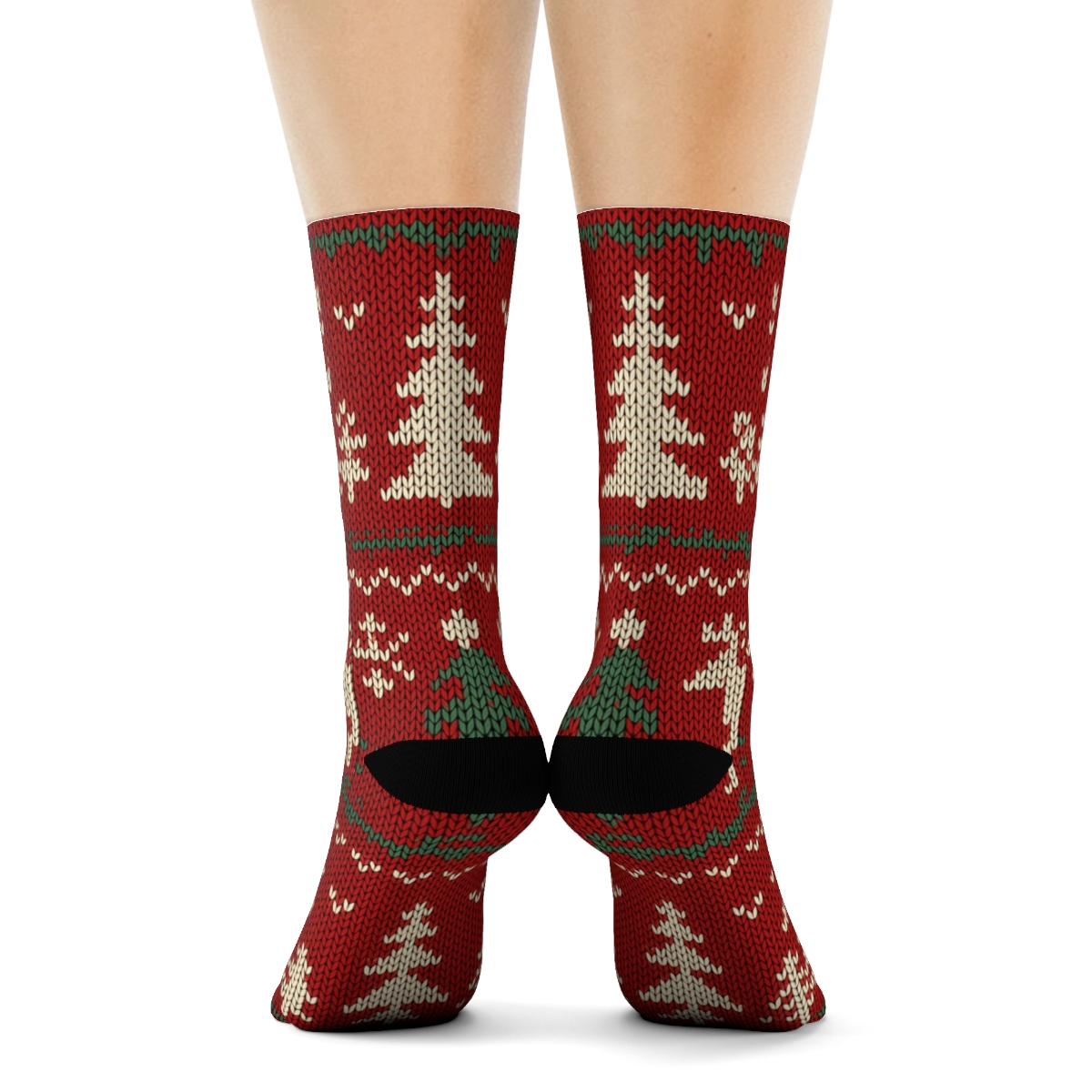 Nordic Reindeer Knitted Fair Isle unique graphic crew socks
