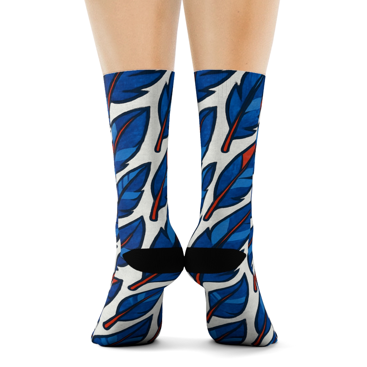 Blue Jays Feather Grid trendy patterned crew socks