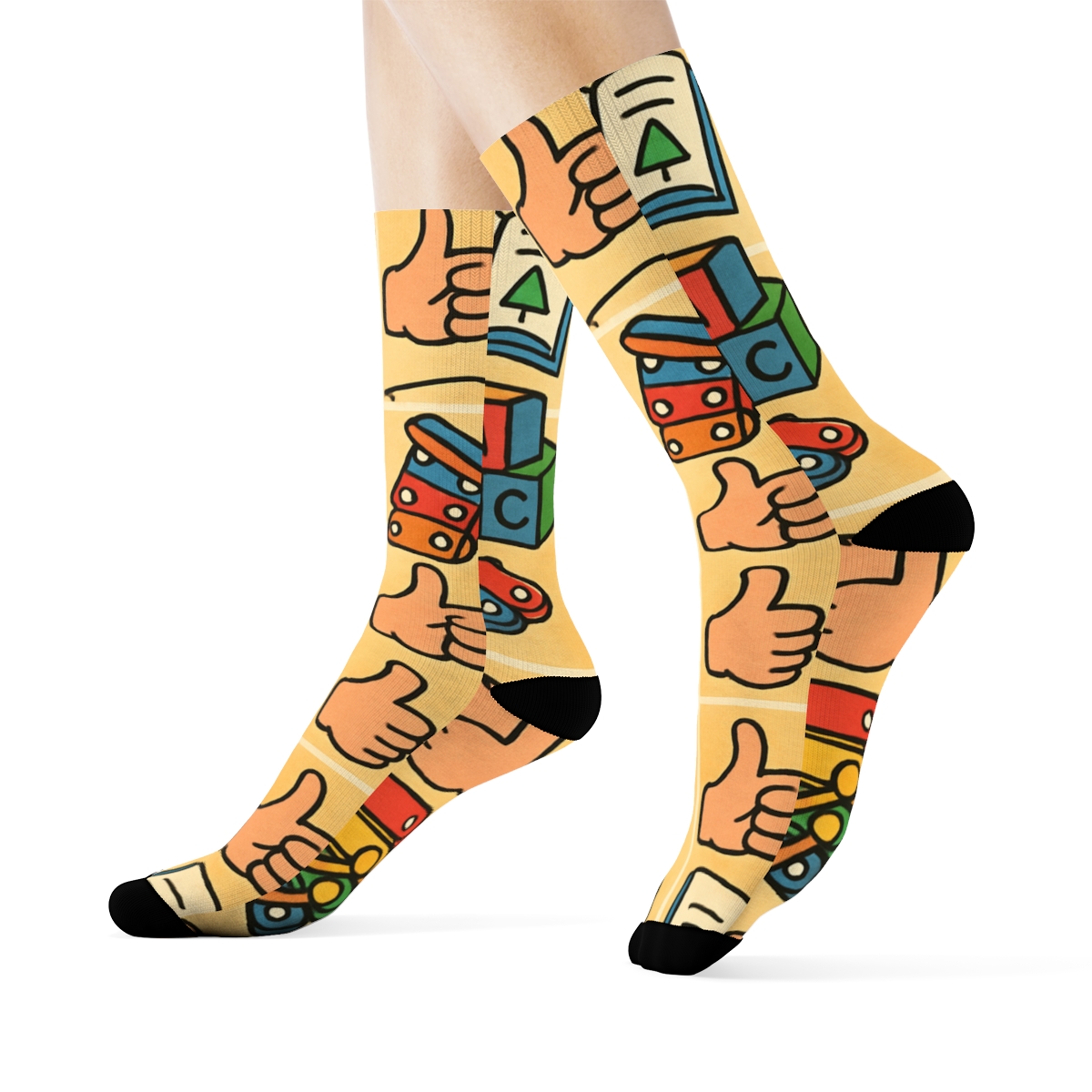 Storybook Mosaic Childcare Worker Pattern soft everyday crew socksStorybook Mosaic Childcare worker Pattern Crew Socks - Image 3