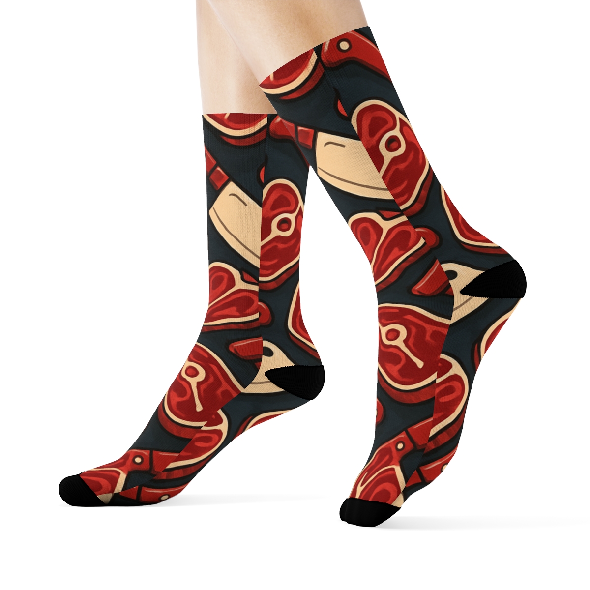 Crimson Cleaver Lattice With Butcher Charm unique graphic crew socks