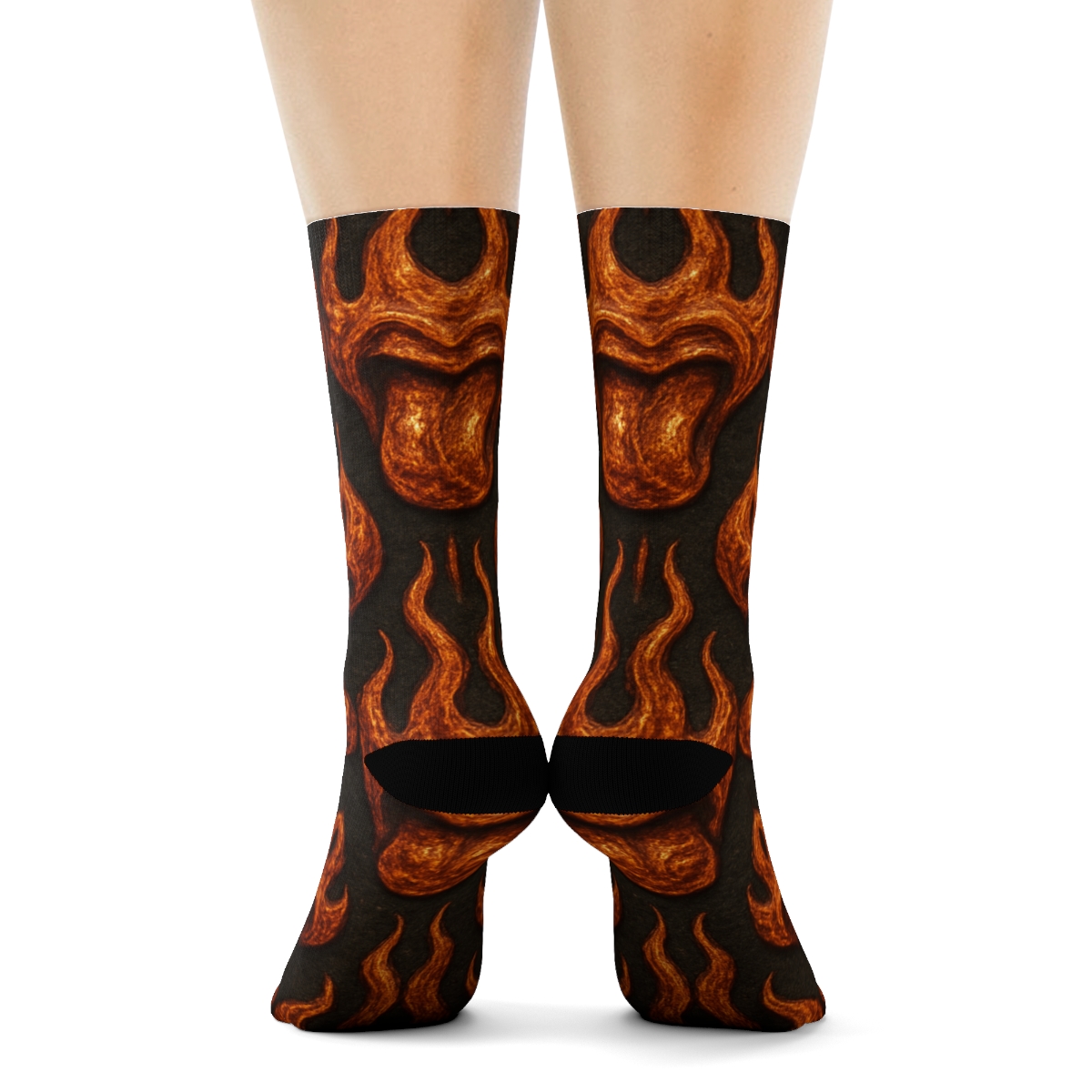 Molten Mosaic Flame Grid unique graphic crew socks