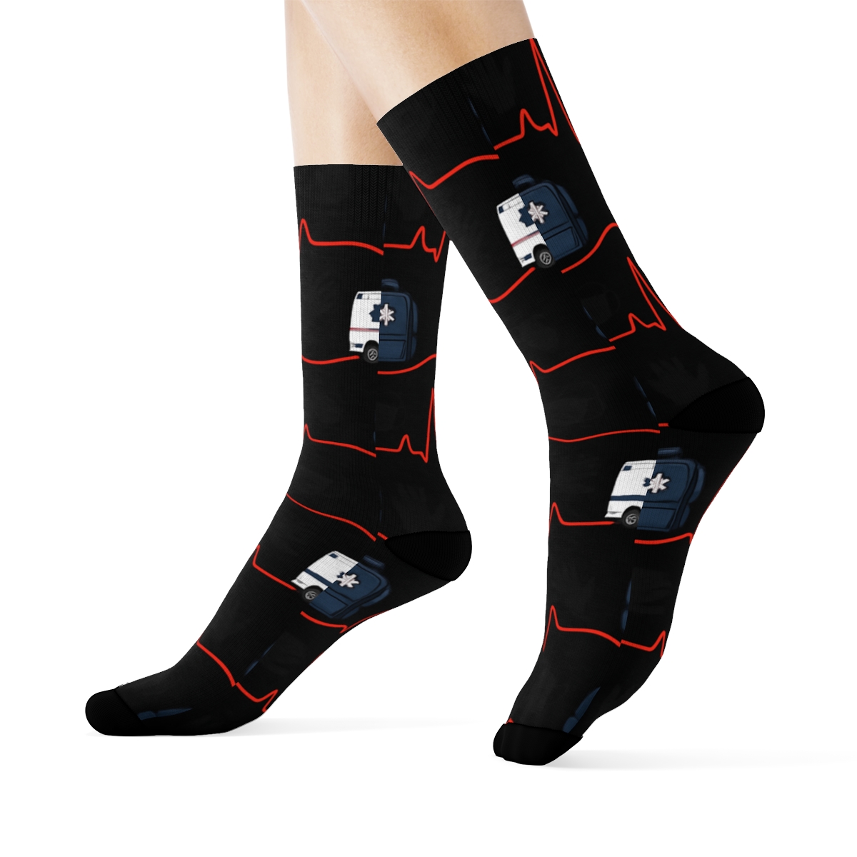 Life-Saving Wave Paramedic-Themed Tiling soft everyday crew socks