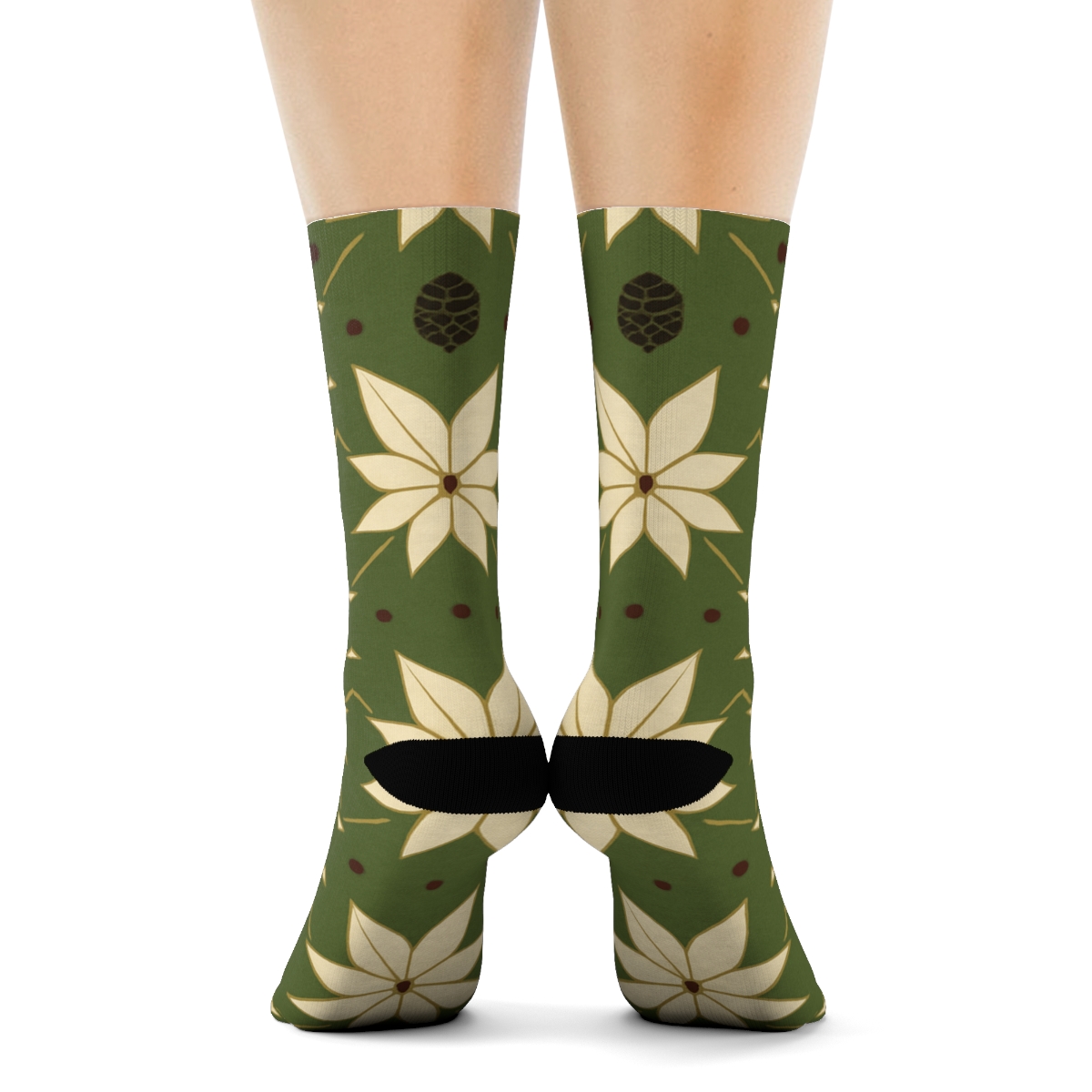 Minimal Star Bract Chevron On Moss Green Field premium sports crew socks